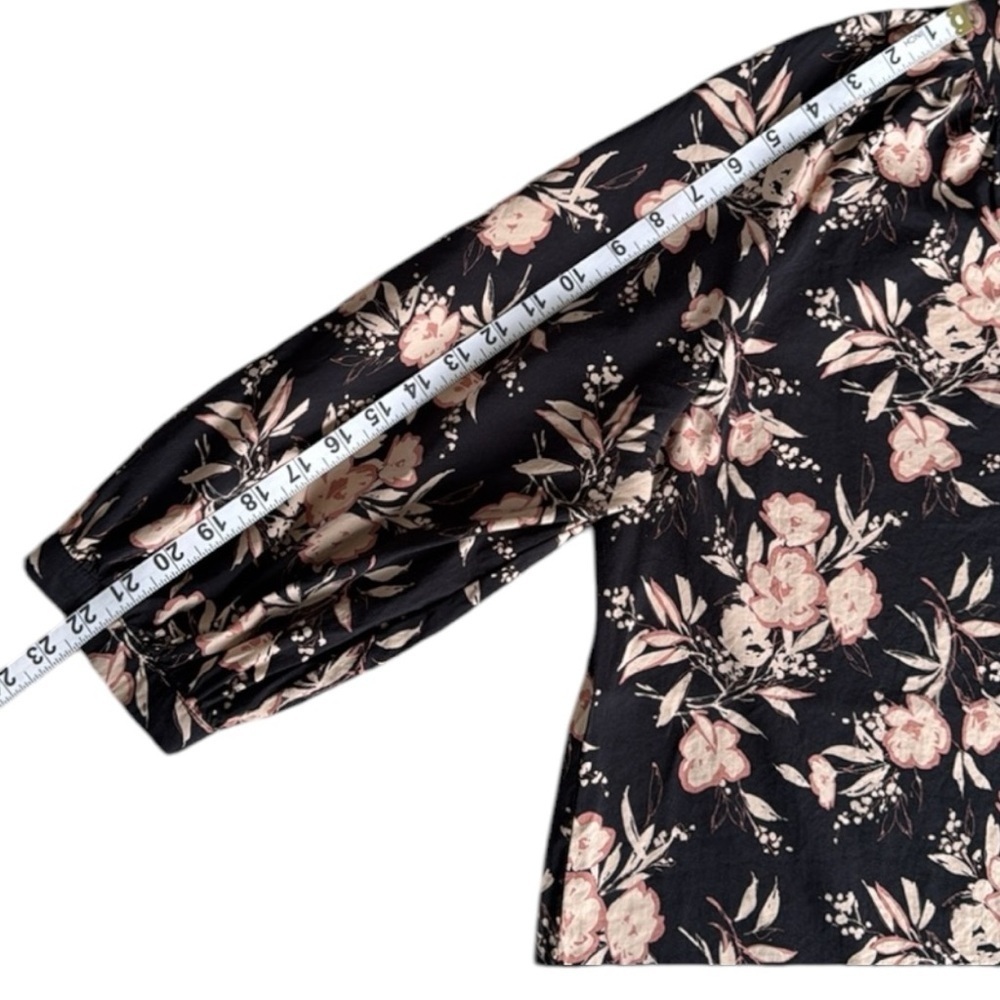 Evereve Floral Black and Pink Women's Top Cotton/Rayon Size XL - Picture 9 of 9